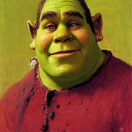 Image similar to portrait of shrek by ilya repin