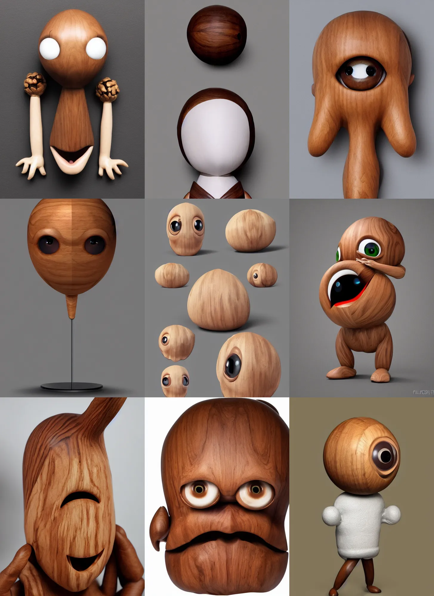 Image similar to a severe large walnut with two severe eyes and a mouth without a nose, white background, artstation, pinterest, detailed product photo, 3 / 4 pose