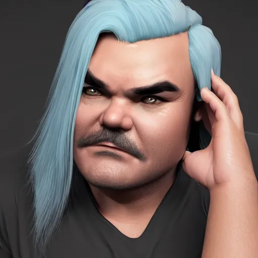 Prompt: jack black with white hair and a scar around around his left eye, an ambient occlusion render by chen jiru, cgsociety, net art, anime aesthetic, daz 3 d, behance hd