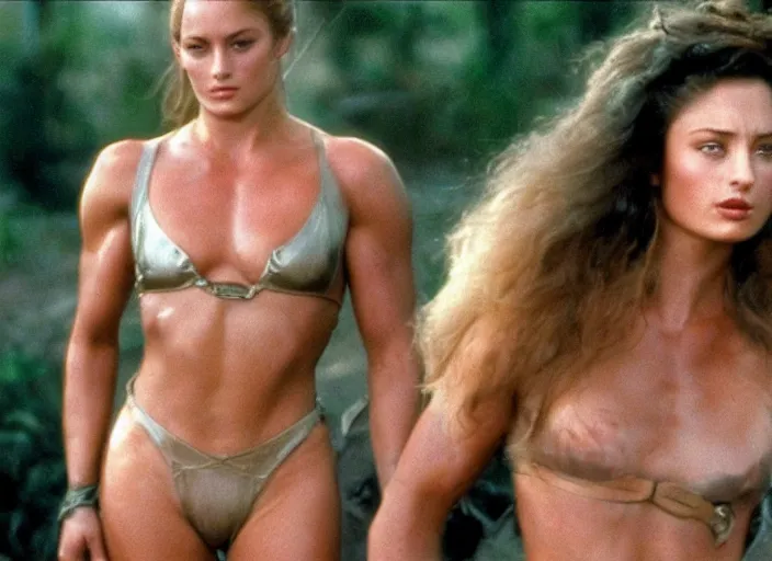 Image similar to still of muscular sophie turner in the beastmaster ( 1 9 8 2 ), high resolution