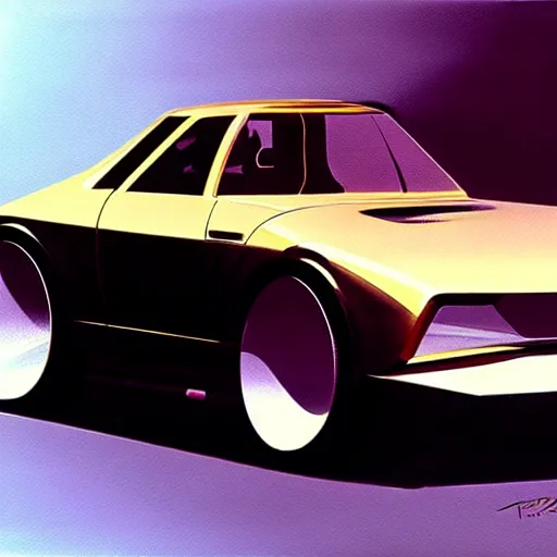 Image similar to concept art for a tiny car, painted by syd mead, high quality