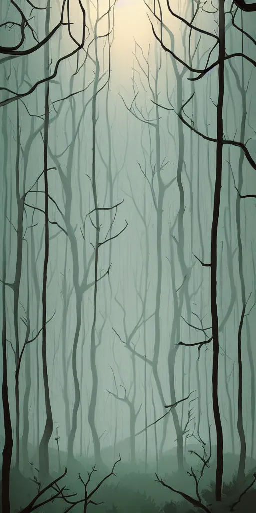 Image similar to a minimalist picture of a magical forest, by petros afshar