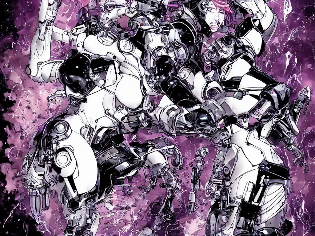 Prompt: a female cyborg screams, art by Yukito Kishiro