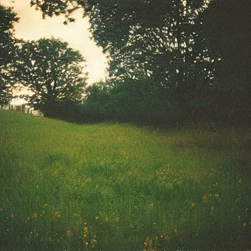 Prompt: a meadow near a restaurant!! accidentally photographed, accidental photo portra 8 0 0 in the 9 0 s