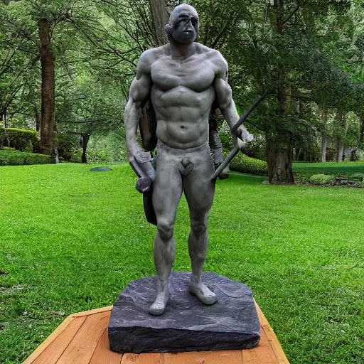 Image similar to marble statue of joe rogan, outdoors