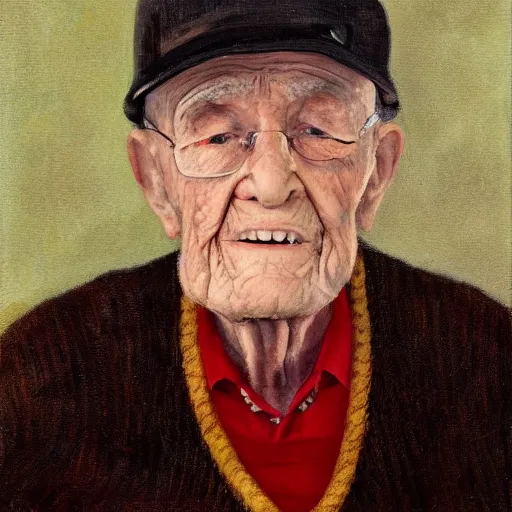 Prompt: a portrait of a 99 year old man.