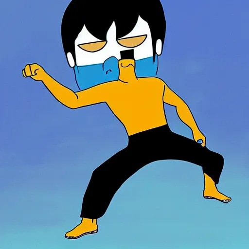 Image similar to Bruce Lee in the style of Adventure Time