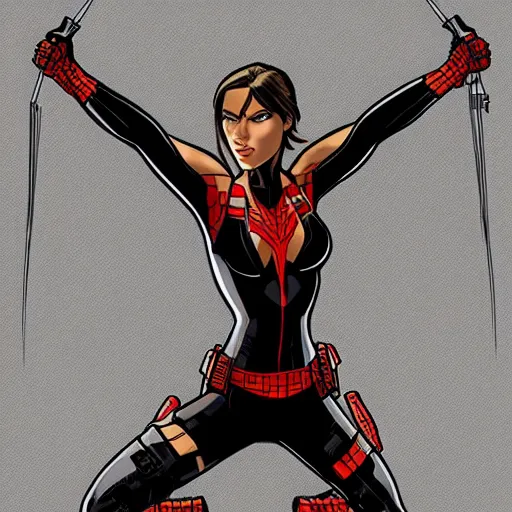 Prompt: Lara croft as spiderwoman, intricate, highly detailed