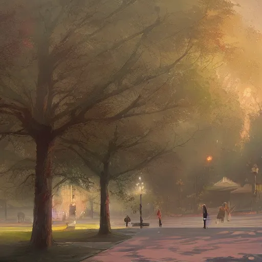 Prompt: a nostalgic park by greg rutkowski