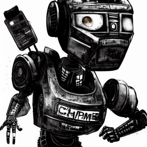 Image similar to chappie robot color graffiti, black and white zef design graffiti covering the wall behind, dark lighting, digital art, beautiful, cinematic, artstation