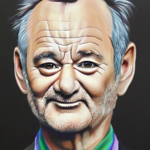 Image similar to close up portrait of bill murray painted by bobby chiu