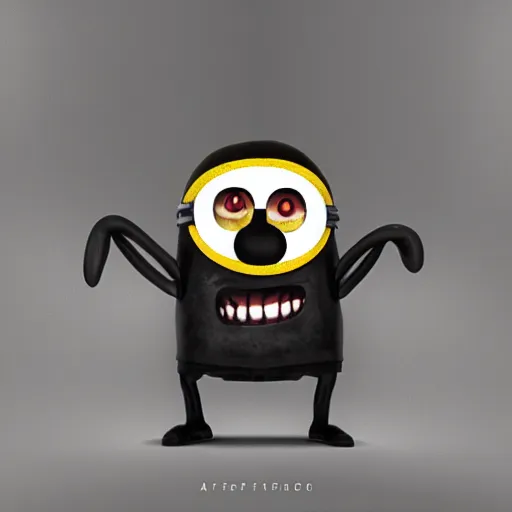 Image similar to minion as a jeff the killer, creepypasta, realistic art, detailed, octane render