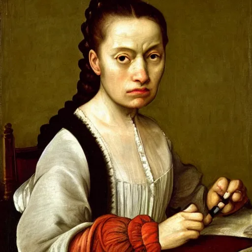 Prompt: a painting of a disgruntled java programmer, a portrait by sofonisba anguissola, trending on tumblr, renaissance, chiaroscuro, studio portrait, dutch golden age, flemish baroque, italian, pre - raphaelitism, rococo, unsplash