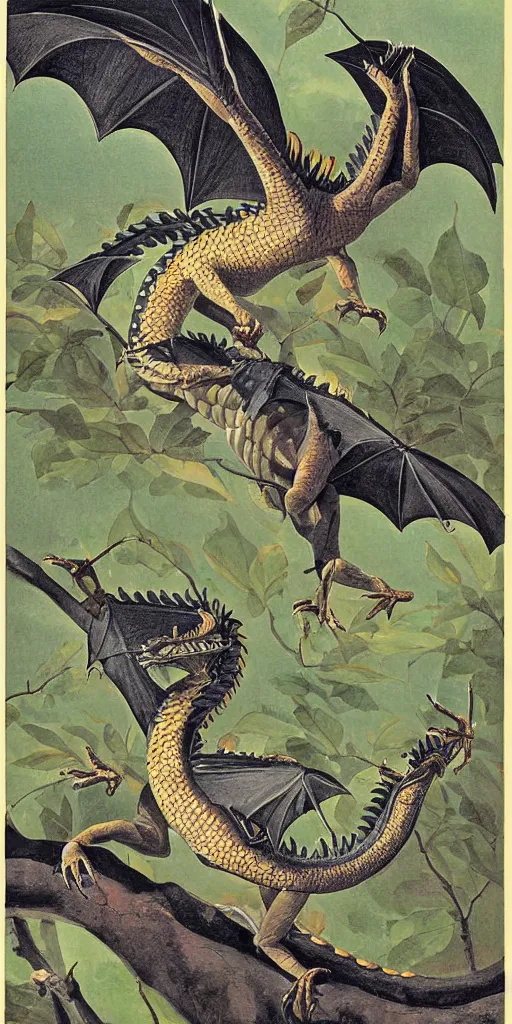 Prompt: field guide illustration painting of a dragon by john audubon and david allen sibley, detailed art