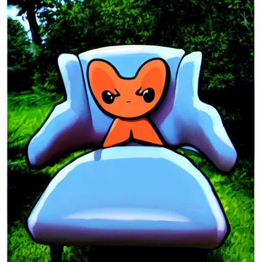 Image similar to professional art. cartoon pokemon that looks like a chair