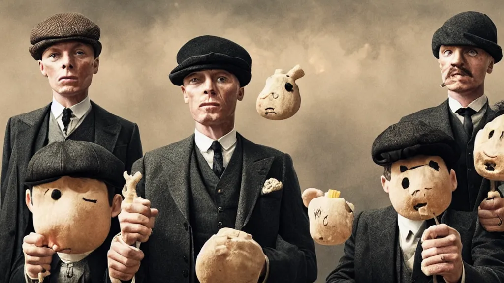 Image similar to the peaky blinders with peanuts heads