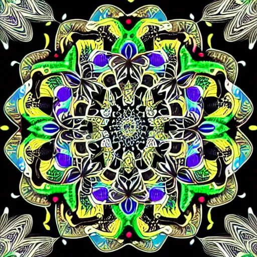 Image similar to highly detailed and intricately made vector art colorful illustration of a very beautiful Mandala with very symmetrical features and soft pastel tones, hyperrealistic, intricate detail, HD digital painting, 8k resolution, enchanting, sense of awe, award winning picture, Hyperdetailed, Gsociety, trending on ArtstationHQ