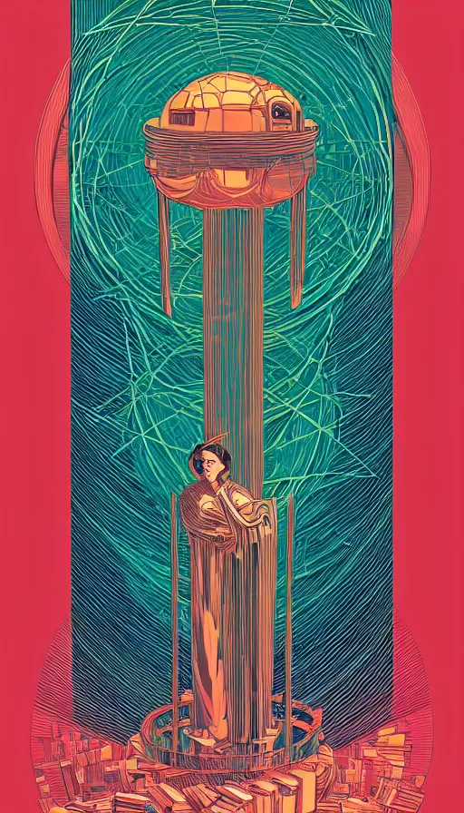 Image similar to the oracle of wise bibliophiles, futurism, dan mumford, victo ngai, kilian eng, da vinci, josan gonzalez