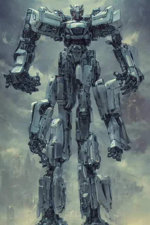 Image similar to Nicolas Cage as super Mecha anime robot, intricate, highly detailed, smooth, artstation, digital illustration by Ruan Jia and Mandy Jurgens and Artgerm and Wayne Barlowe and Greg Rutkowski and Zdislav Beksinski