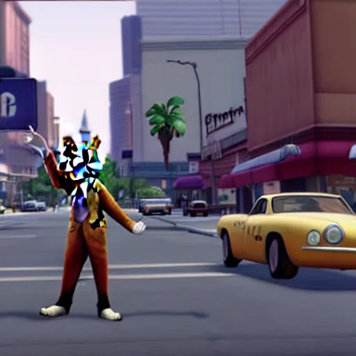 Image similar to Screenshot from the original Grand Theft Auto III featuring Nick Wilde (from Zootopia)