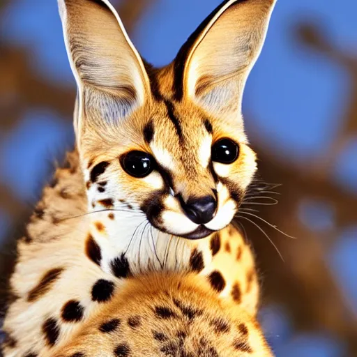 Image similar to a serval eating a delicious timbit