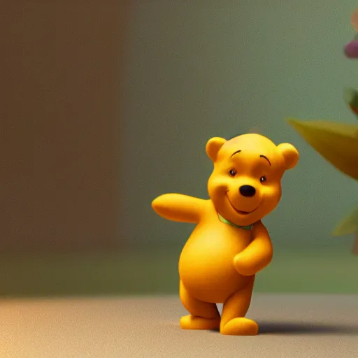 Image similar to 3 d model of winnie the pooh, octane render, 4 k, strong bokeh