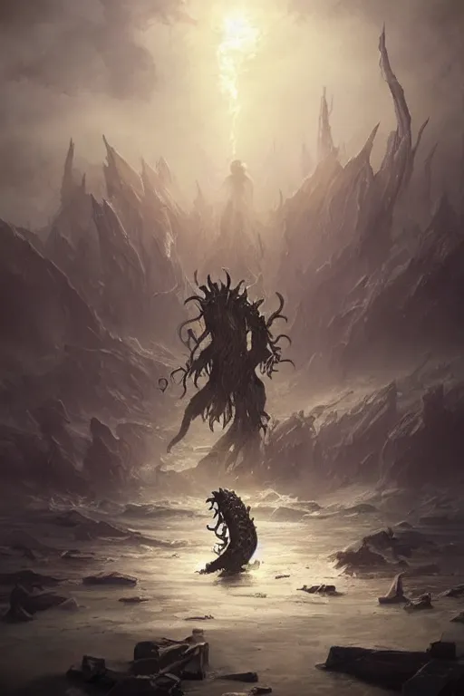 Image similar to lovecraftian monster, digital art, magic the gathering, mtg, by greg rutkowski, trending on artstation