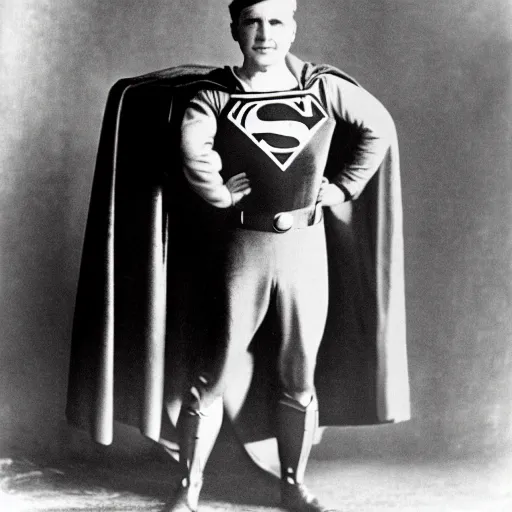 Image similar to thomas edison wearing superman costume.