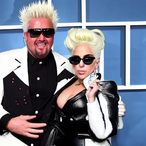 Prompt: lady gaga giving birth to guy fieri as a man baby