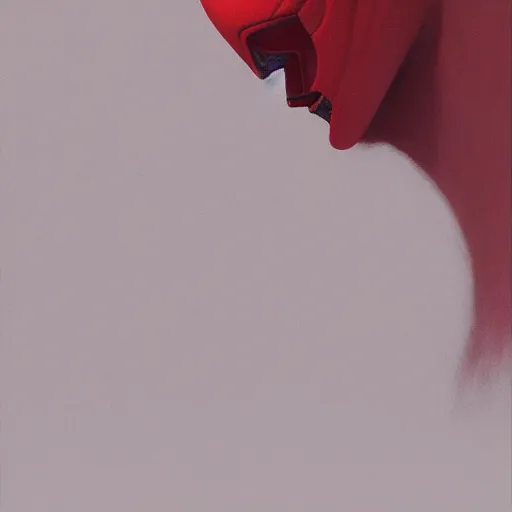 Prompt: the red ninja, side profile, trending on artstation, 8 k, by gerard brom and zdzisław beksinski