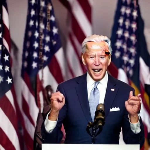 Image similar to Joe Biden commanding the Chaos Hordes to unleash otherwordly horrors