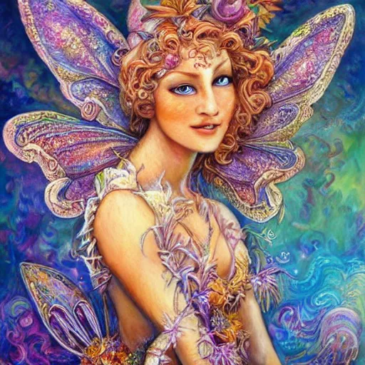 Image similar to portrait of a crab fairy, art by josephine wall, intricately detailed, highly detailed, fantasy, whimsical, trending on artstation