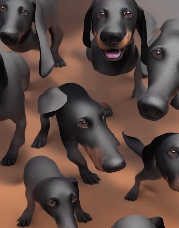 Prompt: photo of all black wiener dog wearing a mask. Trending on artstation, award winning. Octane render, 4k, 8k, unreal 5, very detailed, hyper control-realism, depth of field.