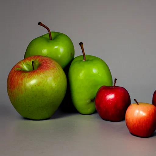 Image similar to shocking battle between an apple and a pear