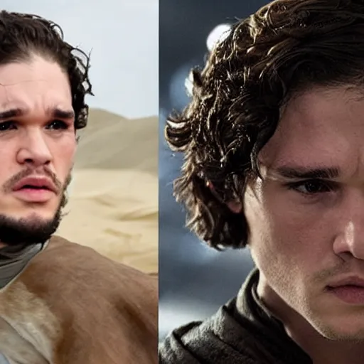 Prompt: kit harrington playing anakin skywalker in the star wars movies