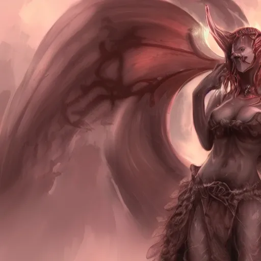 Prompt: hyper realistic concept art portait of a beauty female demon character in a hell portal background