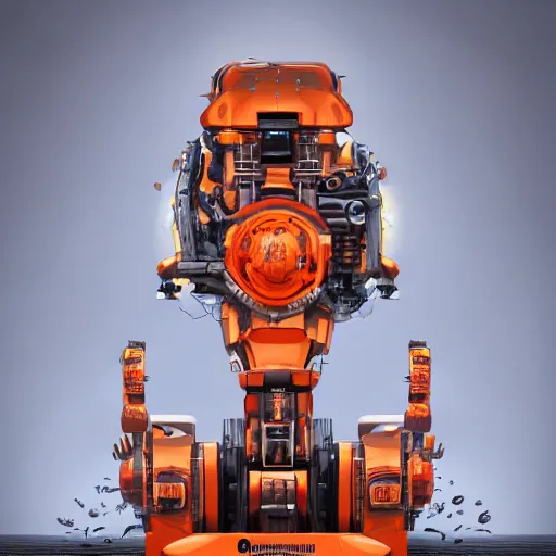 Image similar to unbelievable machine, orange, artstation,highly detailed, ultra realism