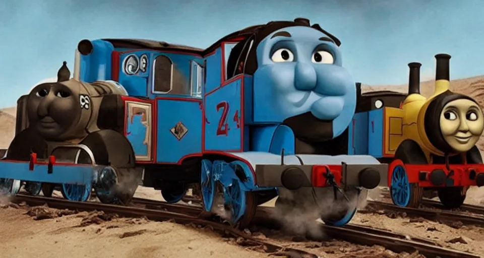 Image similar to Thomas the Tank Engine in MAD MAX: FURY ROAD