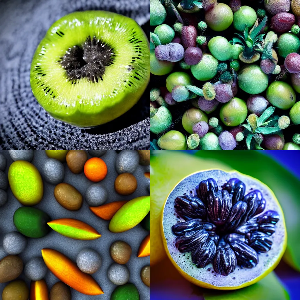 Prompt: exotic alien fruit from another galaxy, dof