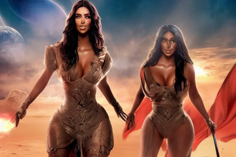 Prompt: princess of mars but with kim kardashian, cinematic 8 k movie still