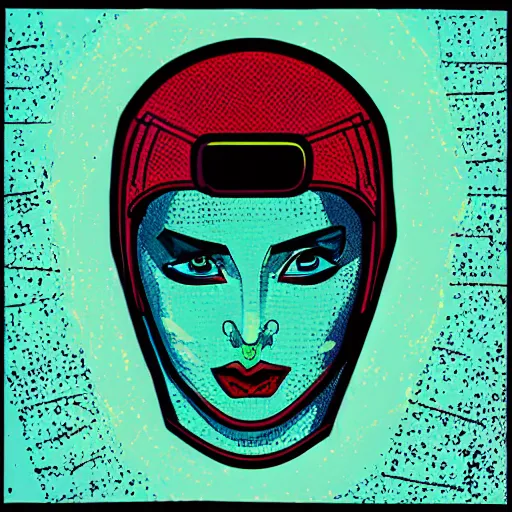 Image similar to incan cyberpunk pop art cel shading