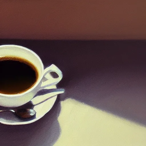 Image similar to chill coffee aesthetic, oil painting, pale colors, high detail, 8 k, wide angle, trending on artstation,