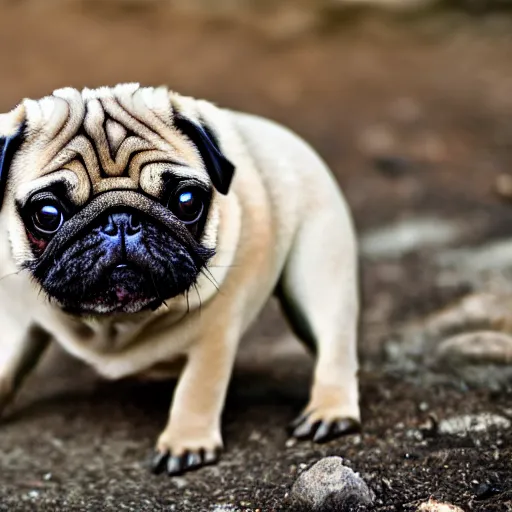 Prompt: a Pug-Tardigrade-hybrid, award-winning-photograph, beautiful daylight, crystal-clear-focus, sharp-lens, amazing photography