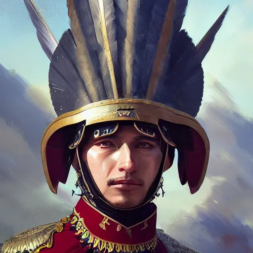 Image similar to portrait of a polish winged hussar 4 k, concept art, by wlop, ilya kuvshinov, artgerm, krenz cushart, greg rutkowski, pixiv. cinematic dramatic atmosphere, sharp focus, volumetric lighting, cinematic lighting, studio quality