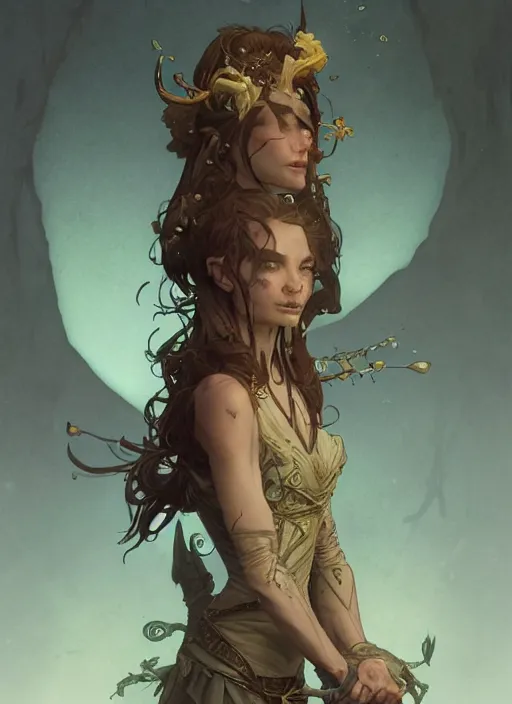 Image similar to a beautiful goblin girl, D&D, fantasy, intricate, cinematic lighting, highly detailed, digital painting, artstation, concept art, smooth, sharp focus, illustration, art by Terry Moore and Greg Rutkowski and Alphonse Mucha