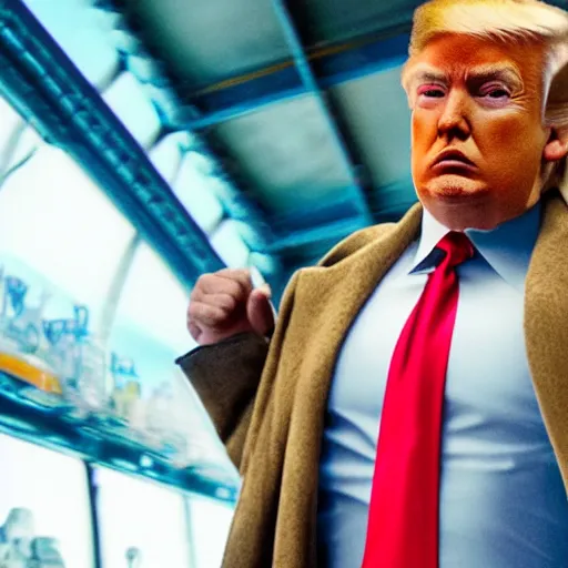 Image similar to A still of Donald Trump in Ready player one (2018)realistic,detailed,close up