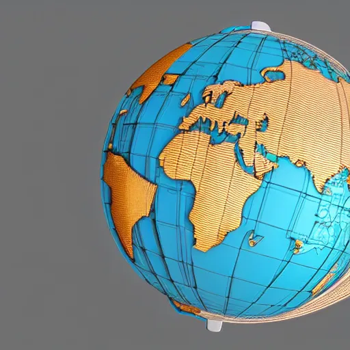 Prompt: llustration of the globe with 3 d top touristic attractions on it, 3 d render, 3 d model, smooth, illustration