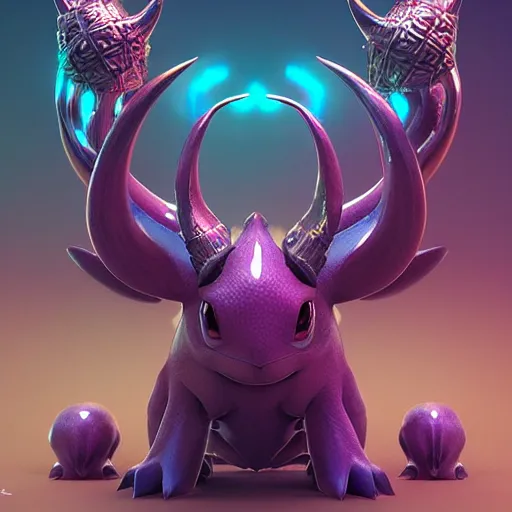 Prompt: pokemon with many horns:: by beeple and James Gilleard and Justin Gerard :: ornate, dynamic, particulate, intricate, elegant, highly detailed, centered, artstation, smooth, sharp focus, photoreal octane render, 3d