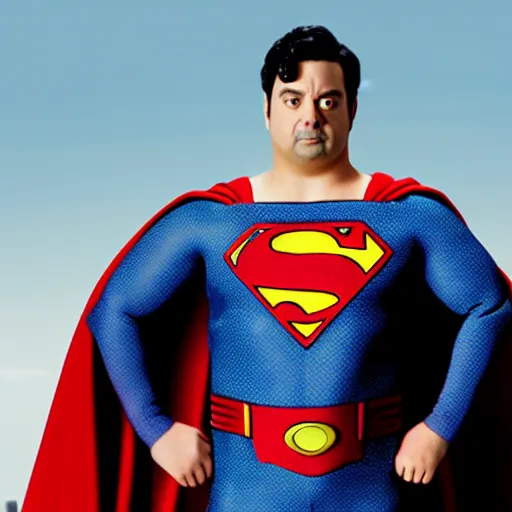 Image similar to Horatio Sanz as superman, movie still, 4K