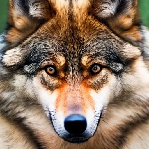 Prompt: professional photograph of a light brown and tan wolf, high quality, hd, 8 k, 4 k, magnificent, award - winning, nature, nature photography, awe - inspiring, highly detailed, amazing